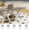 imageGiantex Farmhouse Coffee Table 2Tier Wood Center Table with Storage Shelf amp XShaped Support Legs 40 Inch Rectangular Living Room Table with Open Display Area for Small Space Grey OakampWhiteGrey Oak  White