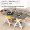 imageGiantex Farmhouse Coffee Table 2Tier Wood Center Table with Storage Shelf amp XShaped Support Legs 40 Inch Rectangular Living Room Table with Open Display Area for Small Space Grey OakampWhiteGrey Oak  White