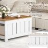 imageGiantex Farmhouse Coffee Table 315 Inch Square Wood Coffee Table with Storage Shelf 2Tier Vintage Center Table with Open Compartment Rustic Living Room Table for Home Office NaturalNatural