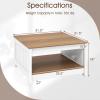 imageGiantex Farmhouse Coffee Table 315 Inch Square Wood Coffee Table with Storage Shelf 2Tier Vintage Center Table with Open Compartment Rustic Living Room Table for Home Office NaturalNatural