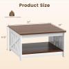 imageGiantex Farmhouse Coffee Table 315 Inch Square Wood Coffee Table with Storage Shelf 2Tier Vintage Center Table with Open Compartment Rustic Living Room Table for Home Office NaturalBrown