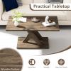 imageGiantex Farmhouse Coffee Table 375 Inch Wood Living Room Table with Stable Base amp Rubber Wood Connection Rectangular Center Table for Living Room Small Space Brown
