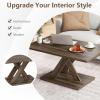 imageGiantex Farmhouse Coffee Table 375 Inch Wood Living Room Table with Stable Base amp Rubber Wood Connection Rectangular Center Table for Living Room Small Space Brown