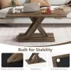 imageGiantex Farmhouse Coffee Table 375 Inch Wood Living Room Table with Stable Base amp Rubber Wood Connection Rectangular Center Table for Living Room Small Space Brown