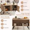 imageGiantex Farmhouse Coffee Table with Storage Accent Cocktail Table with Hidden Compartment 4 Raised Legs amp Back Storage Space Wood Center Coffee Table for Living Room Bedroom Oak