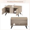 imageGiantex Farmhouse Coffee Table with Storage Accent Cocktail Table with Hidden Compartment 4 Raised Legs amp Back Storage Space Wood Center Coffee Table for Living Room Bedroom Oak