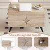 imageGiantex Farmhouse Coffee Table with Storage Accent Cocktail Table with Hidden Compartment 4 Raised Legs amp Back Storage Space Wood Center Coffee Table for Living Room Bedroom Oak