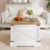 imageGiantex Farmhouse Lift Top Coffee Table 315 Square Wood Center Table with Large Hidden Storage Compartment amp Hinged Lift Top Accent Cocktail Tea Table Rustic Living Room Tables OakOak