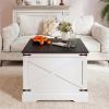 imageGiantex Farmhouse Lift Top Coffee Table 315 Square Wood Center Table with Large Hidden Storage Compartment amp Hinged Lift Top Accent Cocktail Tea Table Rustic Living Room Tables OakBlack