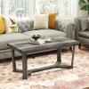 imageGiantex Farmhouse Wood Coffee Table Rectangle Center Table with CrossShaped Base amp Rubber Wood Frame Rustic Living Room Table for Reception Office Gray Oak