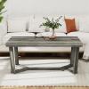 imageGiantex Farmhouse Wood Coffee Table Rectangle Center Table with CrossShaped Base amp Rubber Wood Frame Rustic Living Room Table for Reception Office Gray Oak