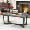 imageGiantex Farmhouse Wood Coffee Table Rectangle Center Table with CrossShaped Base amp Rubber Wood Frame Rustic Living Room Table for Reception Office Gray Oak
