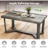 imageGiantex Farmhouse Wood Coffee Table Rectangle Center Table with CrossShaped Base amp Rubber Wood Frame Rustic Living Room Table for Reception Office Gray Oak