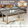 imageGiantex Farmhouse Wood Coffee Table Rectangle Center Table with CrossShaped Base amp Rubber Wood Frame Rustic Living Room Table for Reception Office Gray Oak
