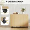 imageGiantex Folding Coffee Table 48 Inch Drop Leaf Extendable Center Table with Storage Cabinet amp Wheels Rolling Side Table Mid Century Modern Living Room Tables for Small Spaces OakOak