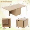 imageGiantex Folding Coffee Table 48 Inch Drop Leaf Extendable Center Table with Storage Cabinet amp Wheels Rolling Side Table Mid Century Modern Living Room Tables for Small Spaces OakOak