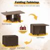 imageGiantex Folding Coffee Table 48 Inch Drop Leaf Extendable Center Table with Storage Cabinet amp Wheels Rolling Side Table Mid Century Modern Living Room Tables for Small Spaces OakWalnut