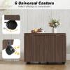 imageGiantex Folding Coffee Table 48 Inch Drop Leaf Extendable Center Table with Storage Cabinet amp Wheels Rolling Side Table Mid Century Modern Living Room Tables for Small Spaces OakWalnut