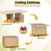 imageGiantex Folding Coffee Table 48 Inch Drop Leaf Extendable Center Table with Storage Cabinet amp Wheels Rolling Side Table Mid Century Modern Living Room Tables for Small Spaces OakOak