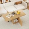 imageGiantex Folding Coffee Table 48 Inch Drop Leaf Extendable Center Table with Storage Cabinet amp Wheels Rolling Side Table Mid Century Modern Living Room Tables for Small Spaces OakOak