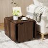 imageGiantex Folding Coffee Table 48 Inch Drop Leaf Extendable Center Table with Storage Cabinet amp Wheels Rolling Side Table Mid Century Modern Living Room Tables for Small Spaces OakWalnut