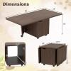 imageGiantex Folding Coffee Table 48 Inch Drop Leaf Extendable Center Table with Storage Cabinet amp Wheels Rolling Side Table Mid Century Modern Living Room Tables for Small Spaces OakWalnut