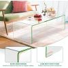 imageGiantex Glass Coffee Table 425 Inch Clear Tempered Glass Center Table with with 4 Foot Pads and Round Edges Modern Waterfall Living Room Table for Home Office Apartment and Reception