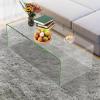 imageGiantex Glass Coffee Table 425 Inch Clear Tempered Glass Center Table with with 4 Foot Pads and Round Edges Modern Waterfall Living Room Table for Home Office Apartment and Reception