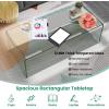 imageGiantex Glass Coffee Table 425 Inch Clear Tempered Glass Center Table with with 4 Foot Pads and Round Edges Modern Waterfall Living Room Table for Home Office Apartment and Reception