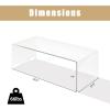 imageGiantex Glass Coffee Table 425 Inch Clear Tempered Glass Center Table with with 4 Foot Pads and Round Edges Modern Waterfall Living Room Table for Home Office Apartment and Reception