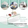 imageGiantex Glass Coffee Table 425 Inch Clear Tempered Glass Center Table with with 4 Foot Pads and Round Edges Modern Waterfall Living Room Table for Home Office Apartment and Reception