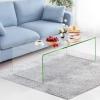 imageGiantex Glass Coffee Table 425 Inch Clear Tempered Glass Center Table with with 4 Foot Pads and Round Edges Modern Waterfall Living Room Table for Home Office Apartment and Reception