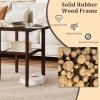 imageGiantex Glass End Table Set of 2 24 Square Side Tables with Storage Shelf amp Rubber Wood Frame Small Coffee Table for Living Room Mid Century Modern Nightstands for Bedroom1