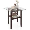 imageGiantex Glass End Table Set of 2 24 Square Side Tables with Storage Shelf amp Rubber Wood Frame Small Coffee Table for Living Room Mid Century Modern Nightstands for Bedroom1