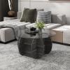 imageGiantex Glass Round Coffee Table 35 Modern Center Table with Storage Tempered Glass Top amp Solid Wood Base Living Room Tables for Apartment Dark Gray Oak