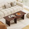 imageGiantex LShaped Coffee Table Set of 2 Modular Nesting Center Table with Grain Finish Mid Century Modern Living Room Tables for Small Spaces Apartment WalnutWalnut