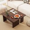 imageGiantex LShaped Coffee Table Set of 2 Modular Nesting Center Table with Grain Finish Mid Century Modern Living Room Tables for Small Spaces Apartment WalnutWalnut
