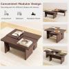 imageGiantex LShaped Coffee Table Set of 2 Modular Nesting Center Table with Grain Finish Mid Century Modern Living Room Tables for Small Spaces Apartment WalnutWalnut