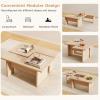 imageGiantex LShaped Coffee Table Set of 2 Modular Nesting Center Table with Grain Finish Mid Century Modern Living Room Tables for Small Spaces Apartment WalnutOak