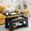 imageGiantex Lift Top Coffee Table Modern Cocktail Table wHidden Compartment amp Open Storage Shelf Flip Top Center Table Wooden Pull up Coffee Table for Living Room Reception Room Office Black