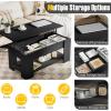 imageGiantex Lift Top Coffee Table Modern Cocktail Table wHidden Compartment amp Open Storage Shelf Flip Top Center Table Wooden Pull up Coffee Table for Living Room Reception Room Office Black
