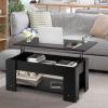 imageGiantex Lift Top Coffee Table Modern Cocktail Table wHidden Compartment amp Open Storage Shelf Flip Top Center Table Wooden Pull up Coffee Table for Living Room Reception Room Office Black