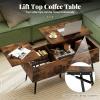 imageGiantex Lift Top Coffee Table Wood Center Table with Storage Lift Tabletop 2 Hidden Compartments amp Tapered Metal Legs Coffee Tables for Living Room Rustic Brown
