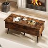 imageGiantex Lift Top Coffee Table Wood Center Table with Storage Lift Tabletop 2 Hidden Compartments amp Tapered Metal Legs Coffee Tables for Living Room Rustic Brown