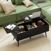 imageGiantex Lift Top Coffee Table Wood Center Table with Storage Lift Tabletop 2 Hidden Compartments amp Tapered Metal Legs Coffee Tables for Living Room Black