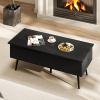 imageGiantex Lift Top Coffee Table Wood Center Table with Storage Lift Tabletop 2 Hidden Compartments amp Tapered Metal Legs Coffee Tables for Living Room Black