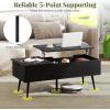 imageGiantex Lift Top Coffee Table Wood Center Table with Storage Lift Tabletop 2 Hidden Compartments amp Tapered Metal Legs Coffee Tables for Living Room Black
