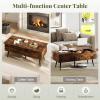 imageGiantex Lift Top Coffee Table Wood Center Table with Storage Lift Tabletop 2 Hidden Compartments amp Tapered Metal Legs Coffee Tables for Living Room Rustic Brown