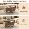 imageGiantex Lift Top Coffee Table with Storage 435 Mid Century Modern Center Table with Solid Wood Leg amp Hidden Compartment Minimalist Fluted Living Room Table for Home Office Oak355 X 20 X 165
