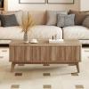 imageGiantex Lift Top Coffee Table with Storage 435 Mid Century Modern Center Table with Solid Wood Leg amp Hidden Compartment Minimalist Fluted Living Room Table for Home Office Oak435 x 20 x 165